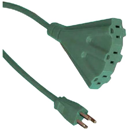 Virtual SJTW Extension Cord, 16 AWG, Outdoor, 16/3, 3 Outlets, Green, 8 ft VI567365